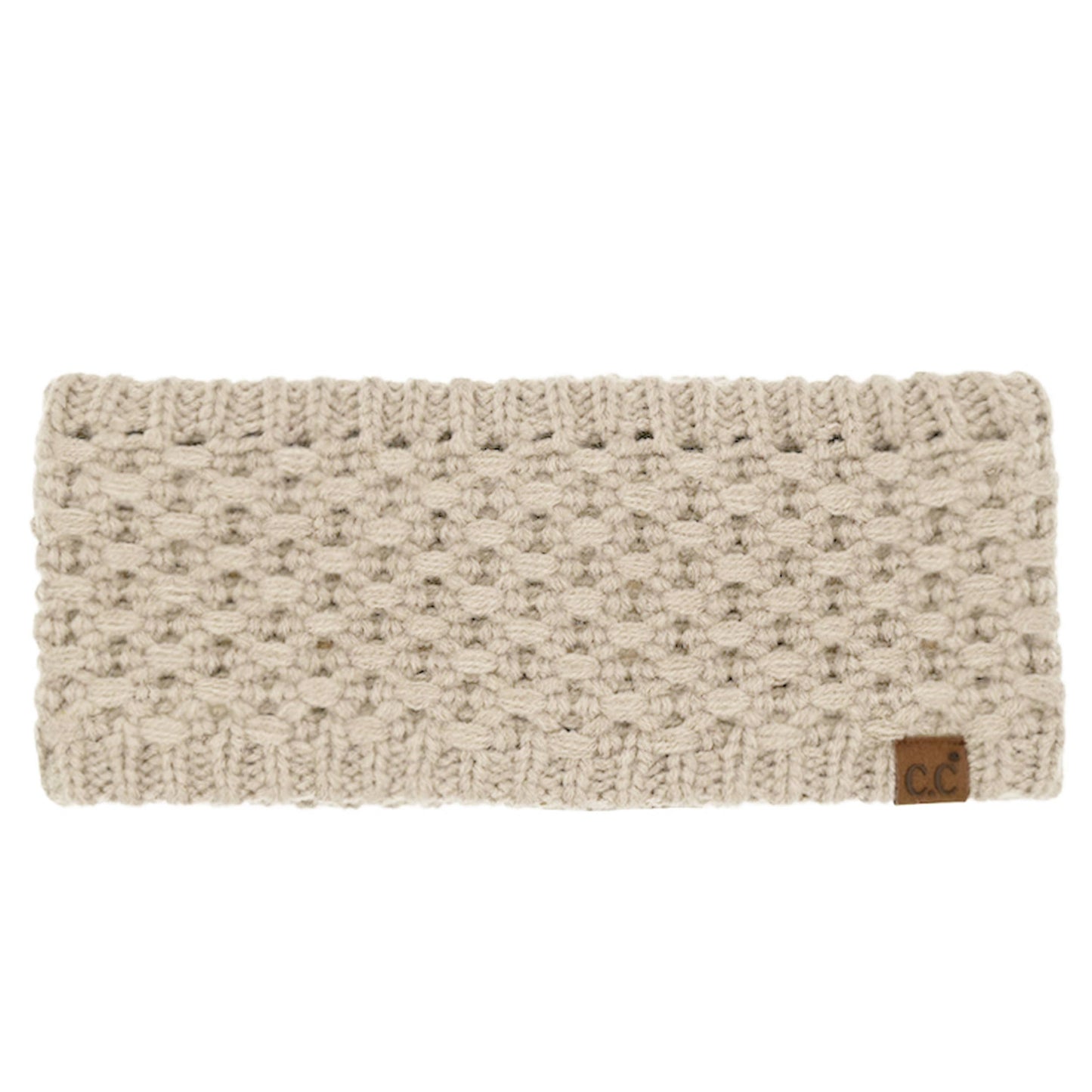 Ivory Cross Cell Stitch Knit Winter Headwrap