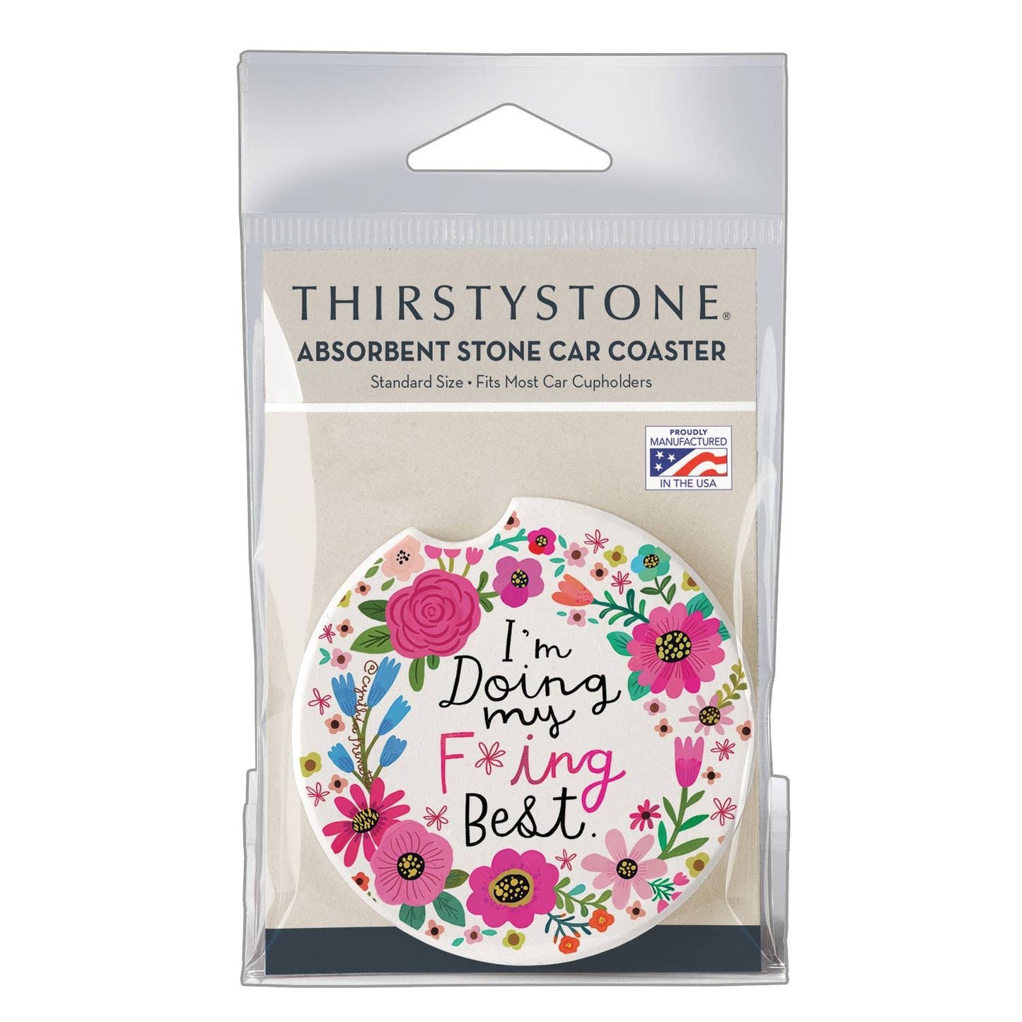 "Doing My Best" Absorbent Stone Car Coaster 1pk