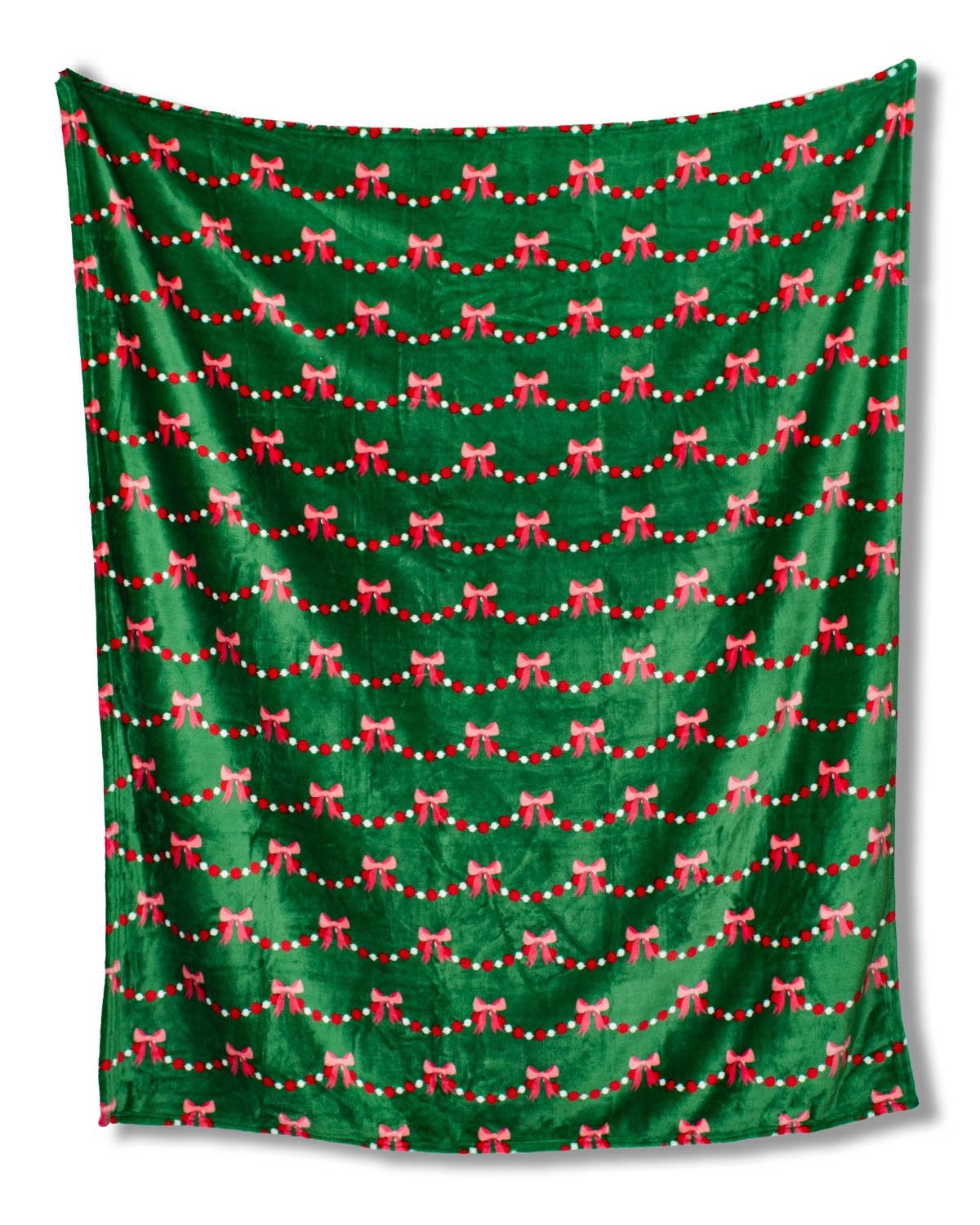 Bow Garland Throw   Green/Pink   50x60