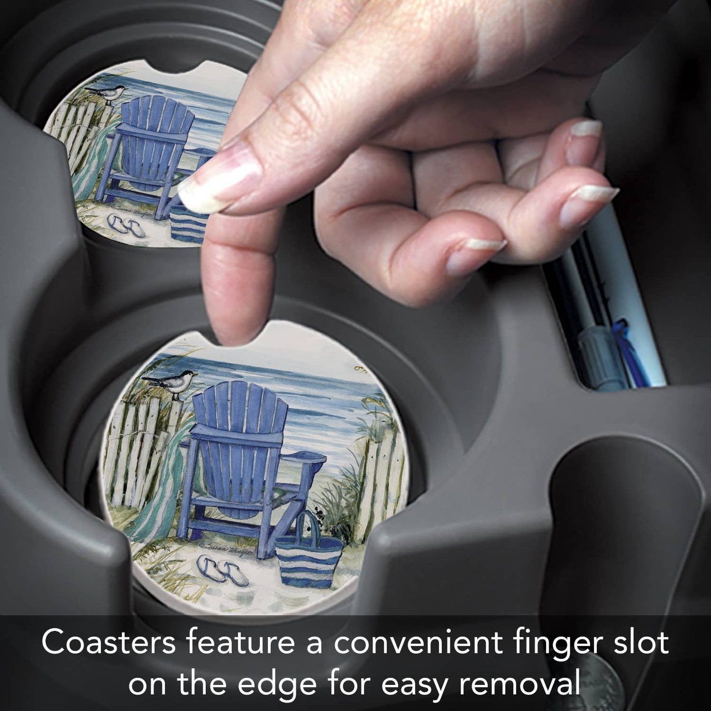 By The Sea Chair Absorbent Stone Car Coaster 1 Pack