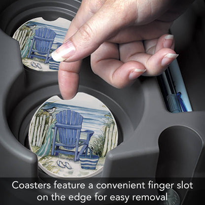 By The Sea Chair Absorbent Stone Car Coaster 1 Pack
