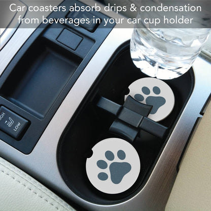"Printed Paw" Absorbent Stone Car Coaster 1pk