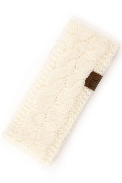 Beige Cable Knit Solid Headband