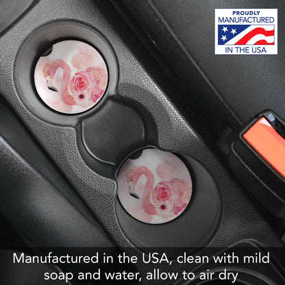 "Floral Flamingos" Absorbent Stone Car Coaster 1pk