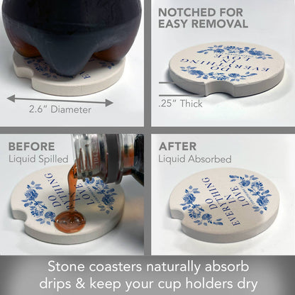 "Everything in Love" Single Packaged Stone Car Coaster