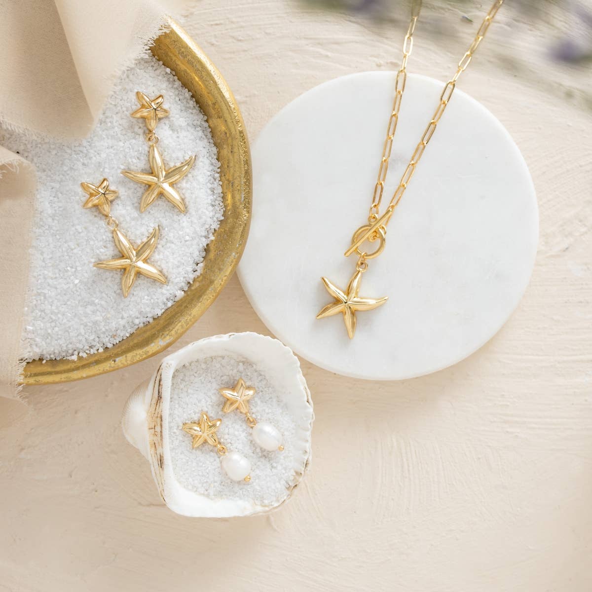 Gold Starfish Statement Earrings