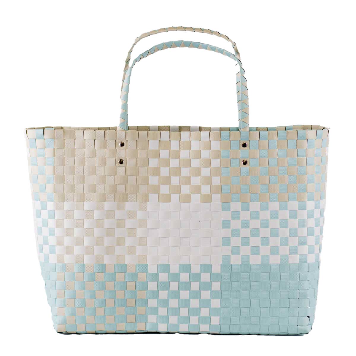 Heather Woven Beach Tote   White/Shell/Sky   17x14x5
