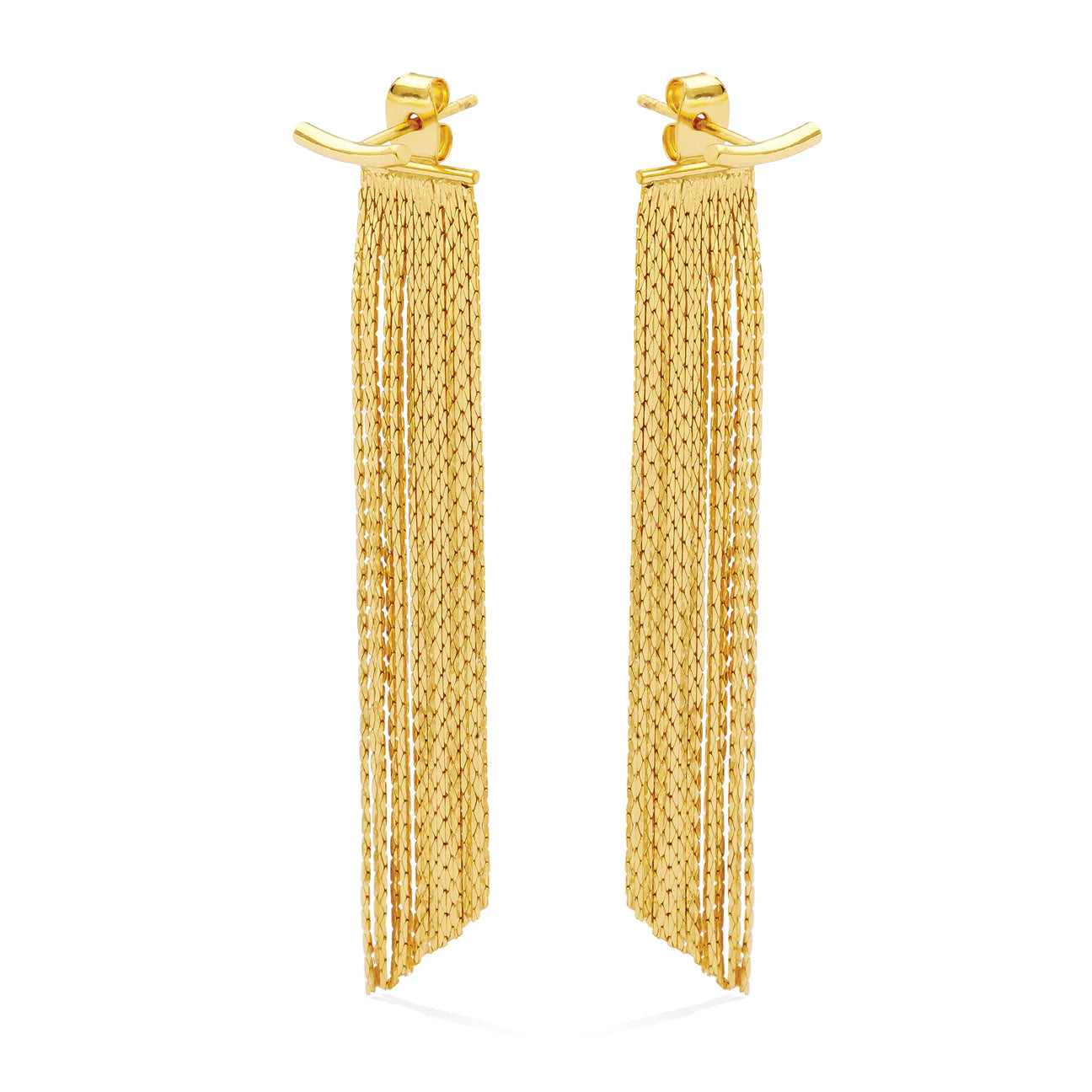 Gold Back Accented Long Earrings