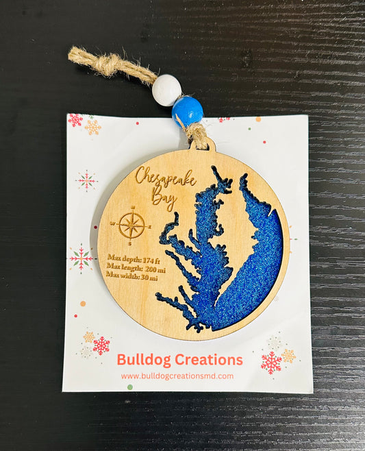 Chesapeake Bay Glitter Ornament (Ribbons & Beads Vary)