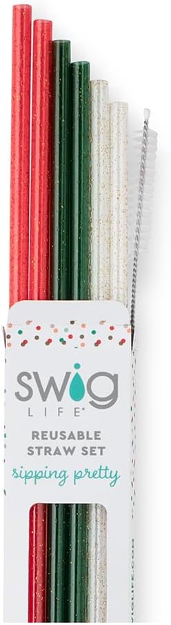 Christmas Glitter Reusable Straw Set