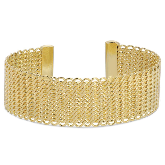 Gold Interwoven Mesh Vibe Cuff Bracelet