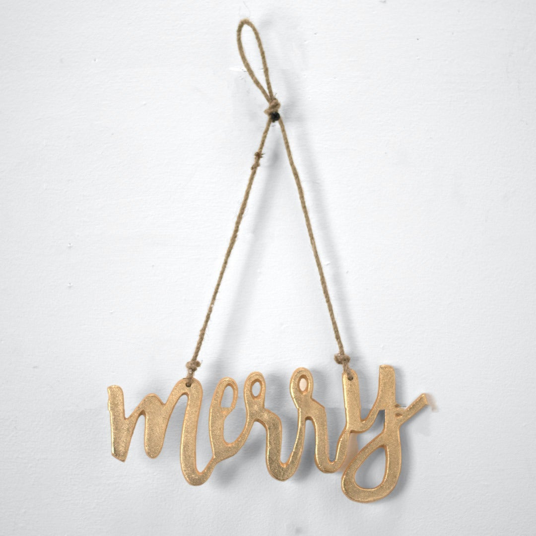 10.5" Gold Merry Sign