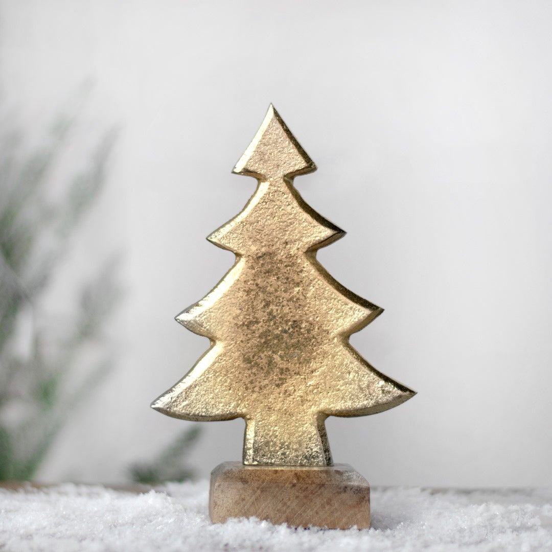 Gold Tree on Wood Base