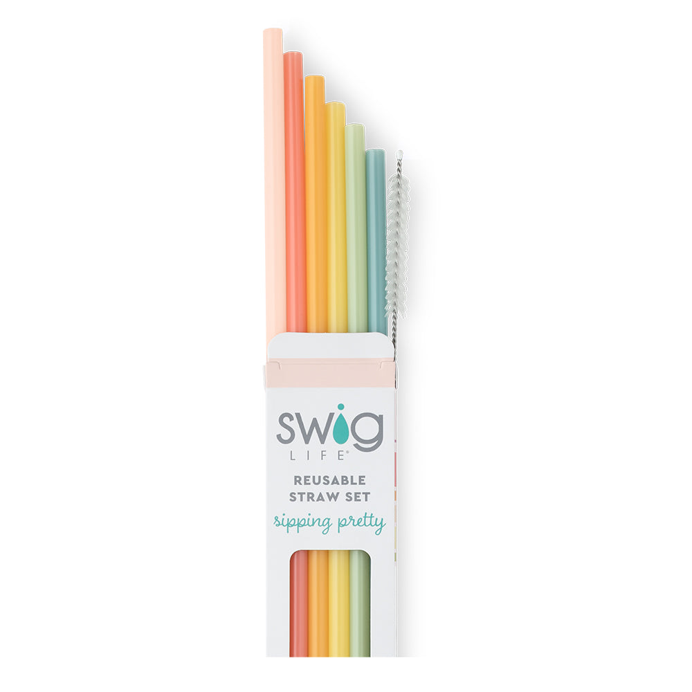 Swig Straw Set in Good Vibrations Rainbow