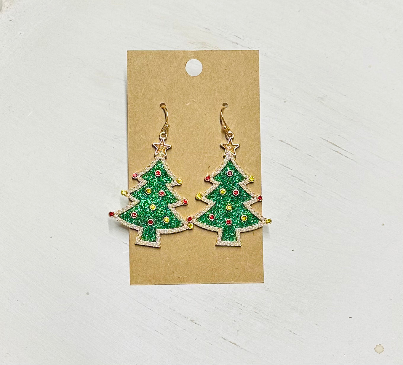 Green Christmas Tree Earrings