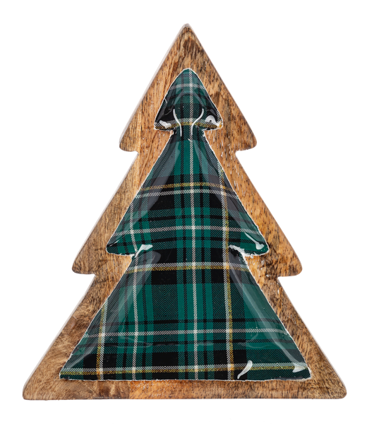 Green Plaid Enameled Tree Tray