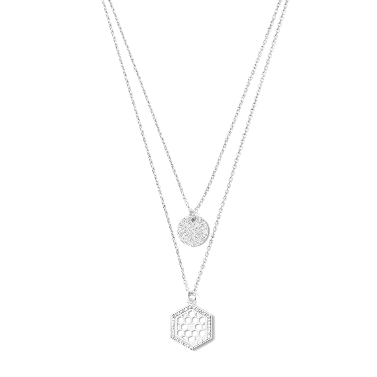 Silver Double Layer Honeycomb Necklace