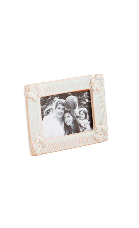 Horizontal White Stoneware Flower Mini Frame