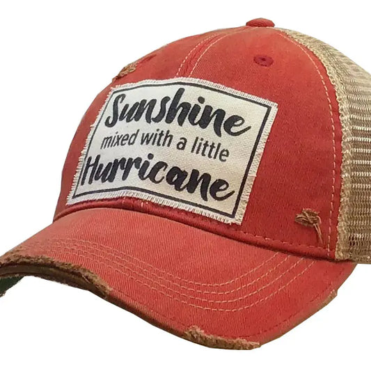 Sunshine Mixed With A Little Hurricane Distressed Trucker Hat