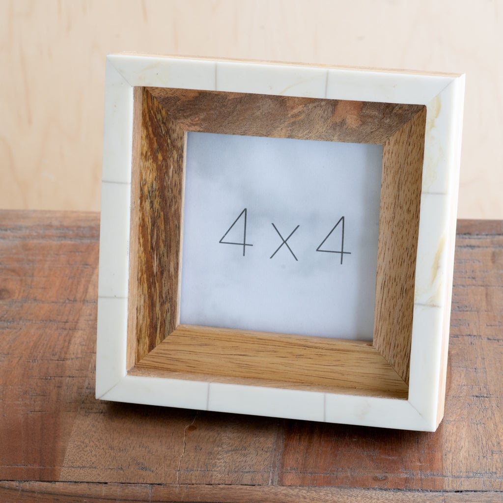 4 x 4 Wood & Ivory Photo Frame