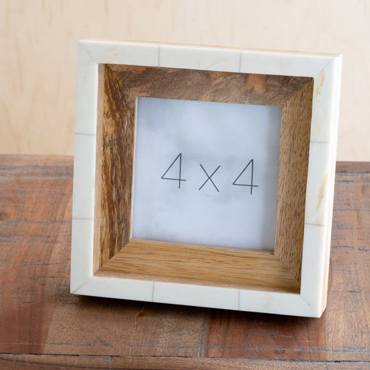 4 x 4 Wood & Ivory Photo Frame