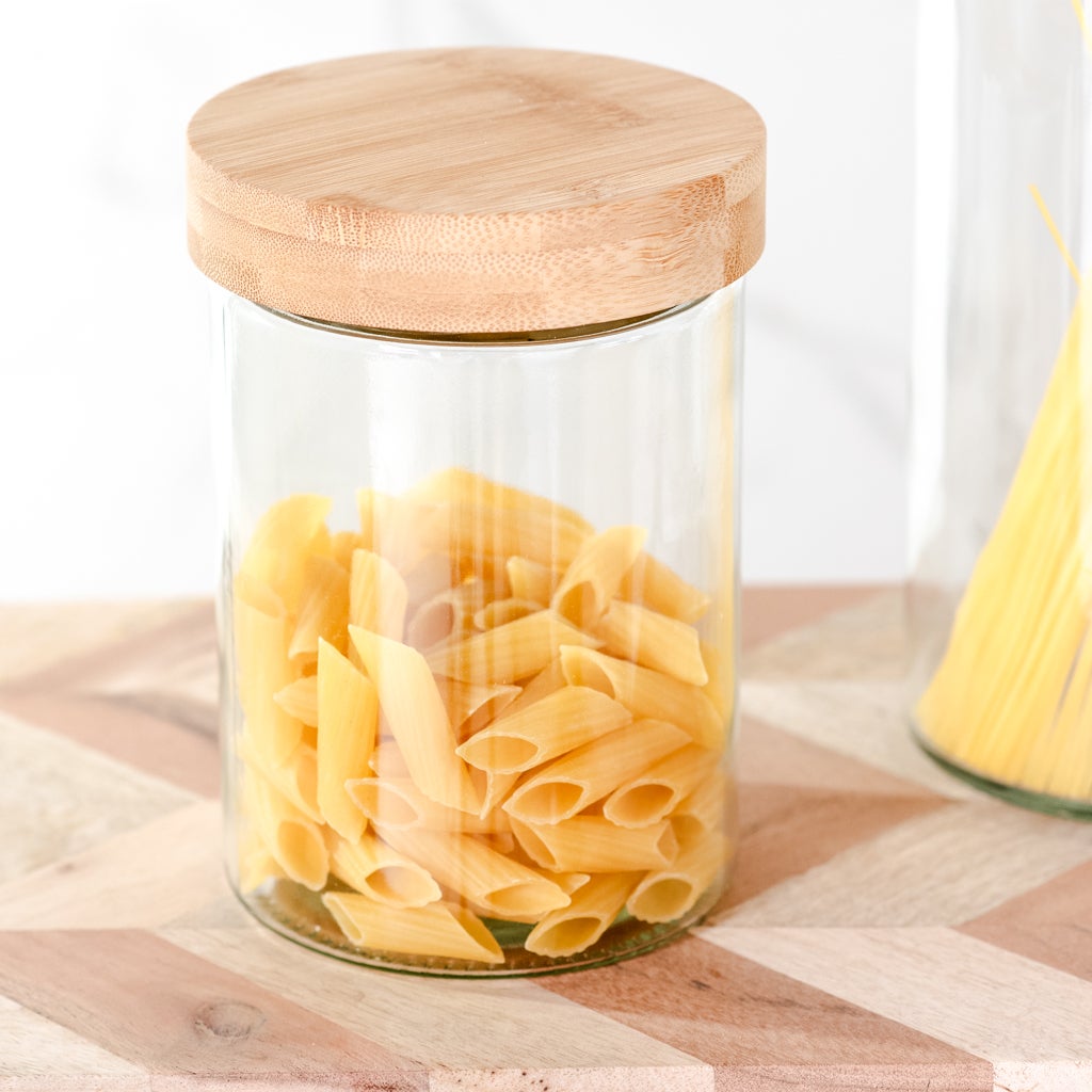 6.7"  Glass Jar With Bamboo Lid