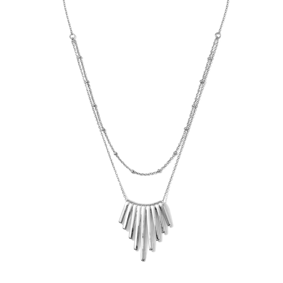 Silver Large Contemporary Pendant with Chain Layer