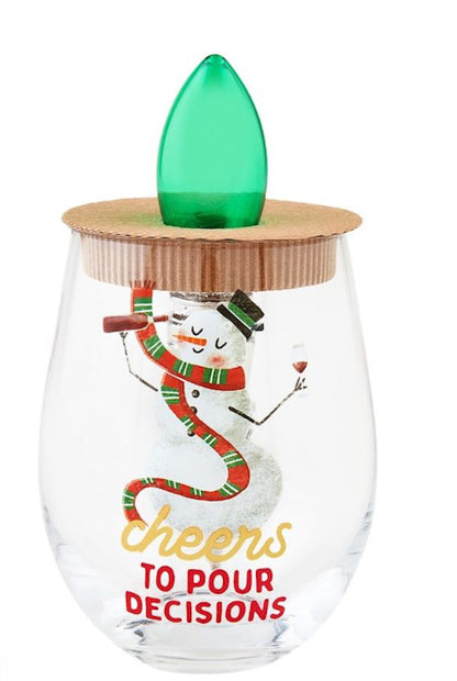 Christmas Light-Up Wine Glass & Stopper Set