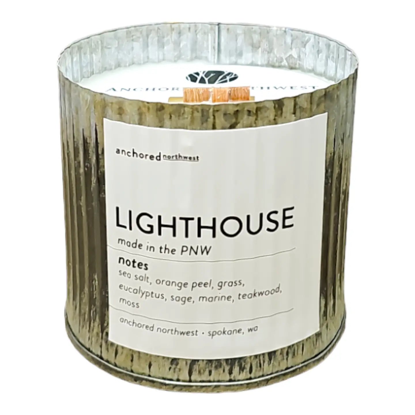 Lighthouse  Rustic Vintage Soy Candle With Wood Wick