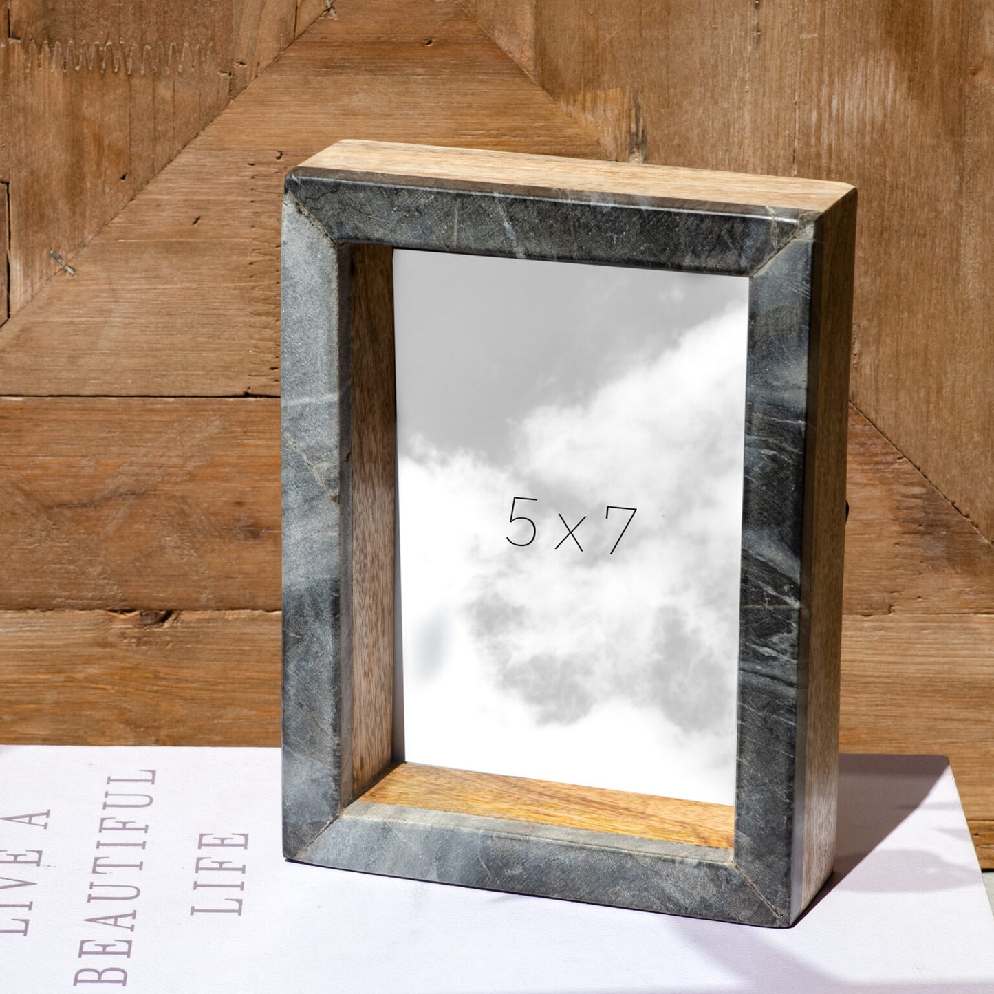 5x7 Marble Chip Wood Photo Frame