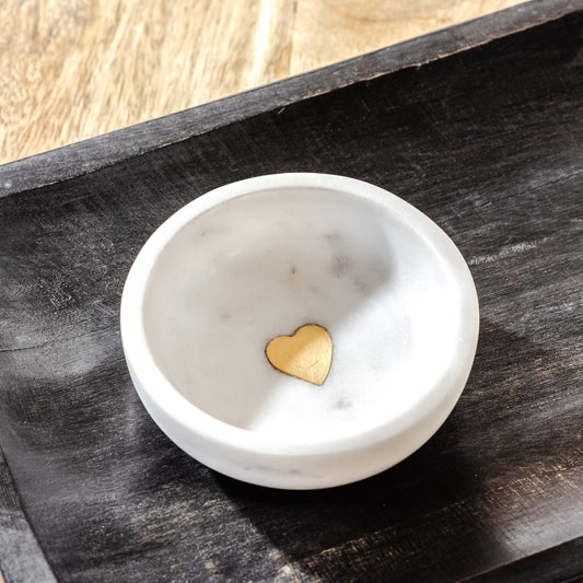 Marble Tray With Gold Heart Inlay