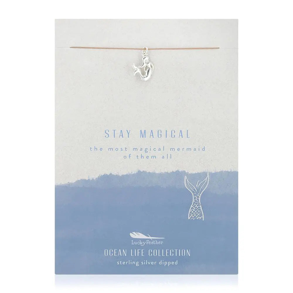 Silver Mermaid Corded Necklace