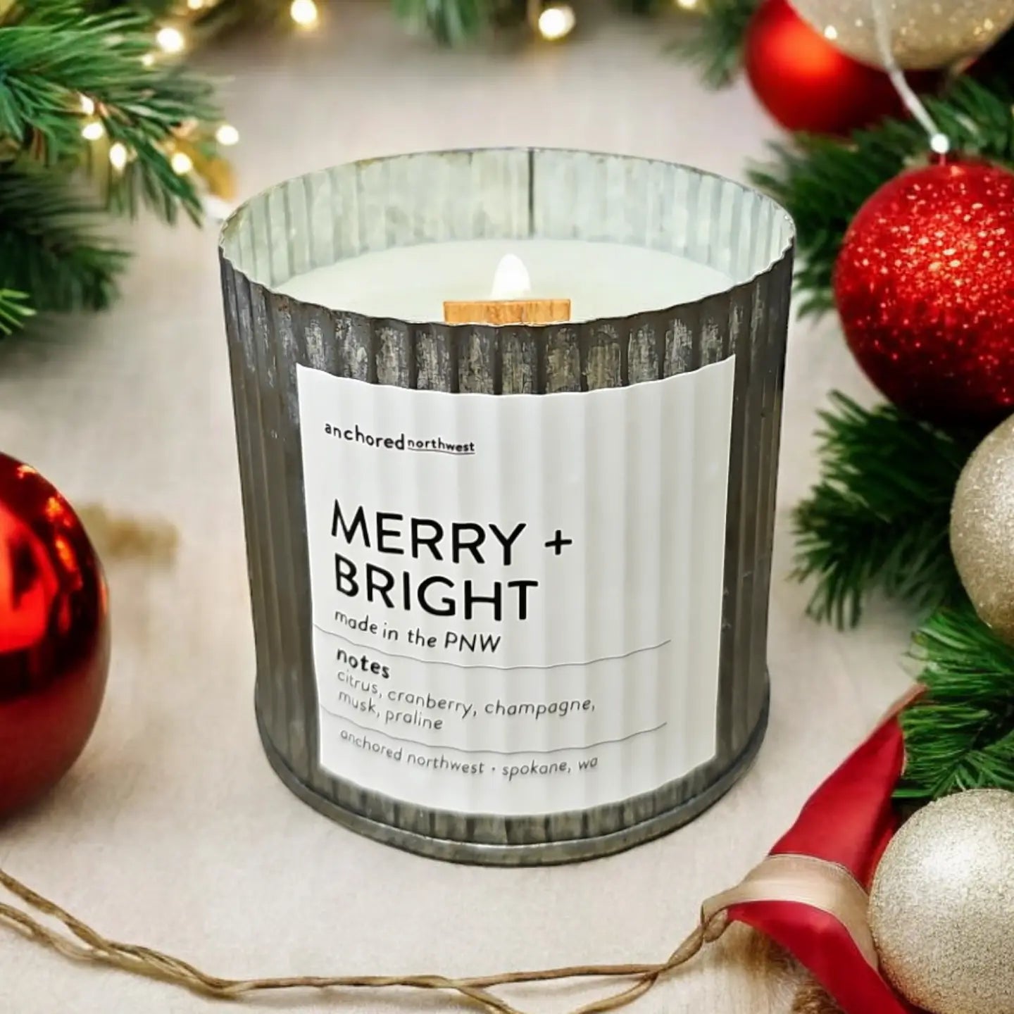 Merry & Bright Rustic Vintage Candle