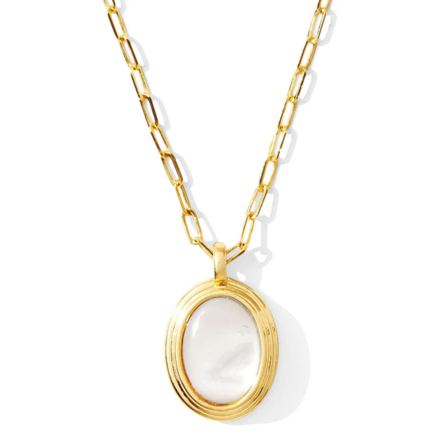 Gold Bold Mother of Pearl Pendant Necklace