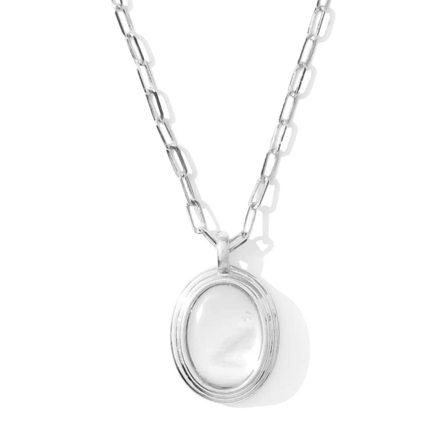 Silver Bold Mother of Pearl Pendant Necklace