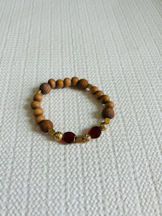 Red & Gold Bead Bracelet