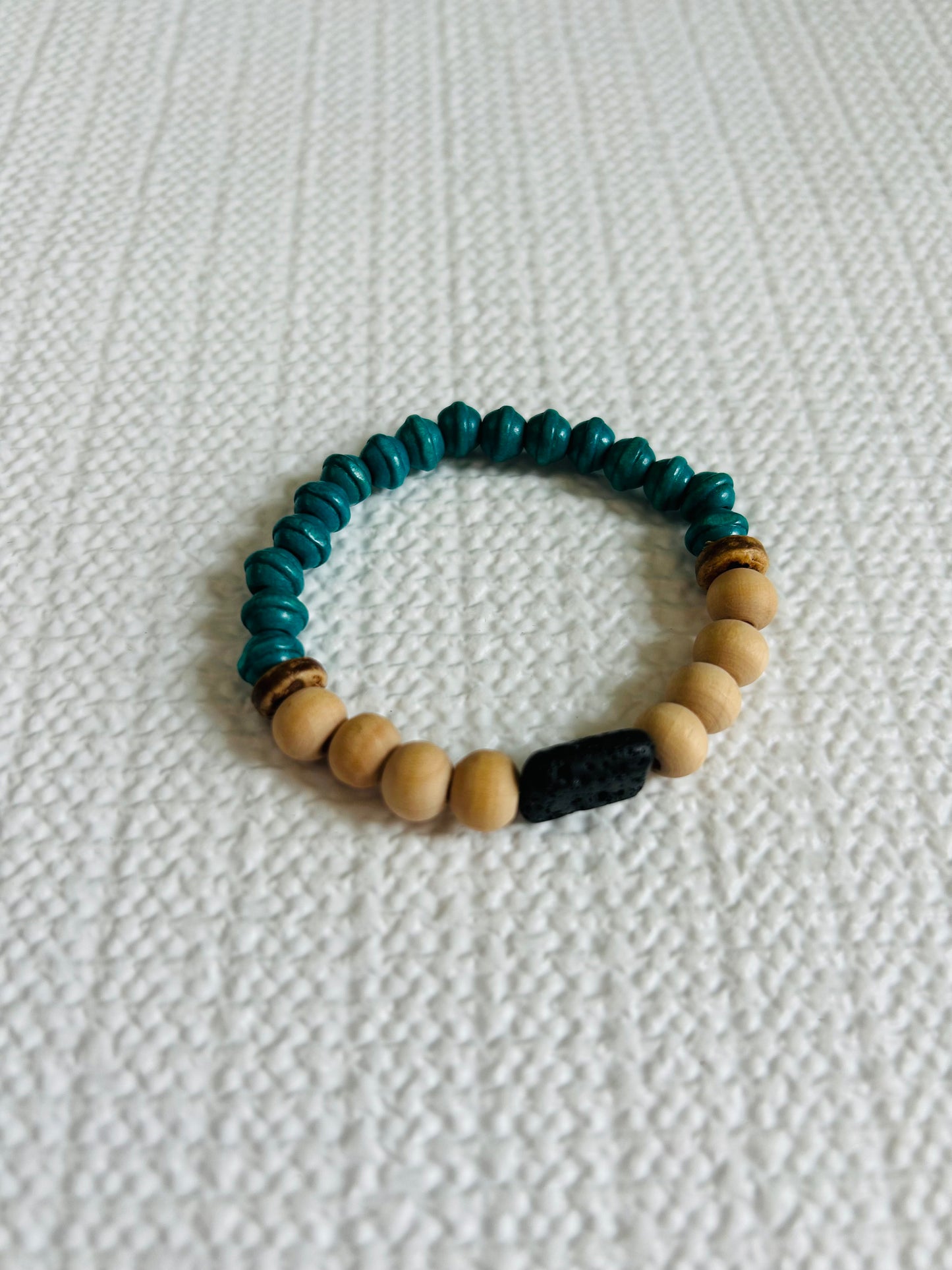 Natural, Teal & Black Bracelet