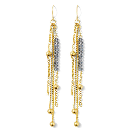 Navy & Gold Long Earring with a Pop of Color