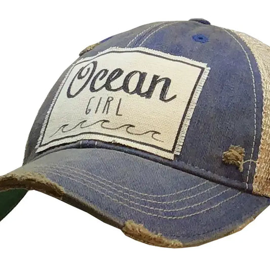 Ocean Girl Distressed Trucker Hat