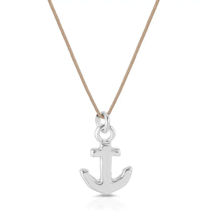 Silver Anchor Corded Necklace