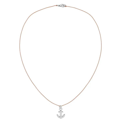 Silver Anchor Corded Necklace
