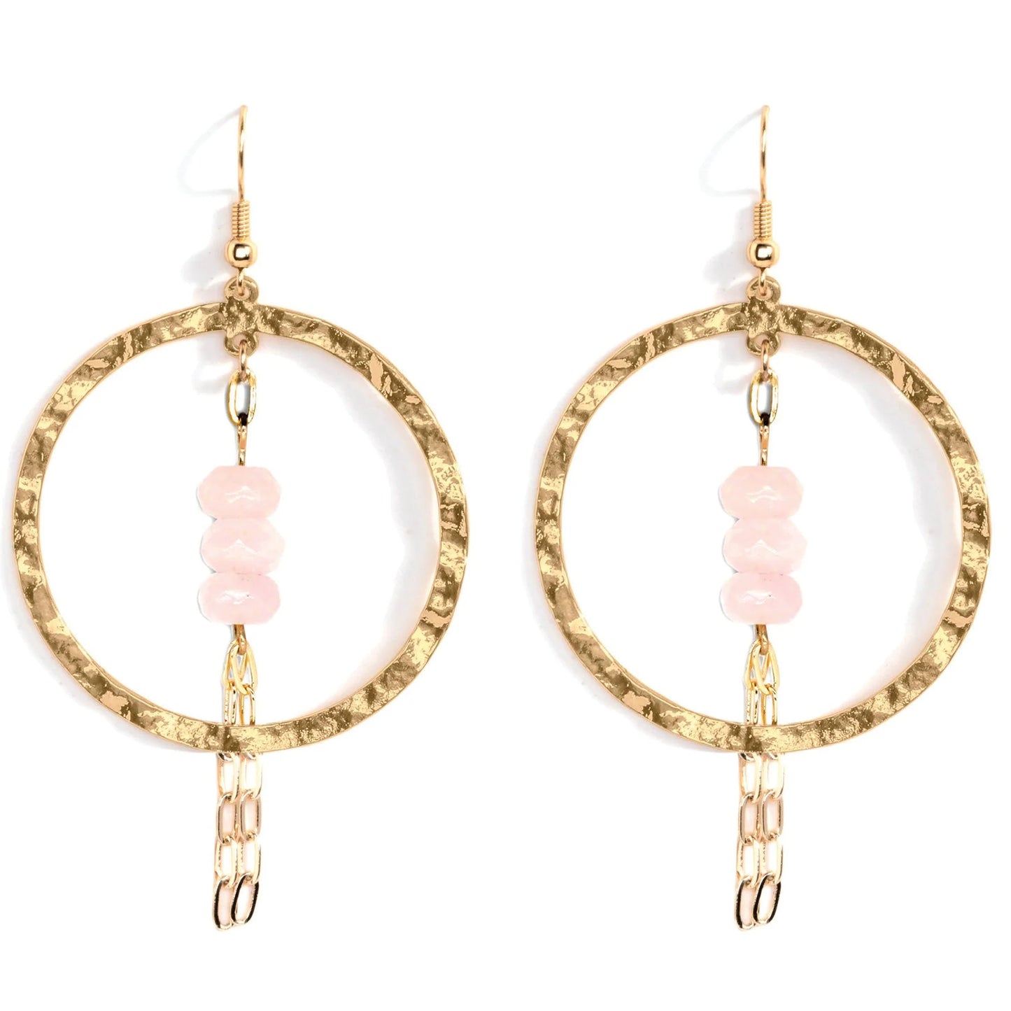 Gold & Pink Gilded Earrings with faceted Stones