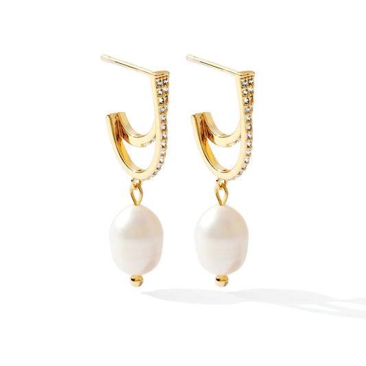 Pave Pearl Drop Earrings