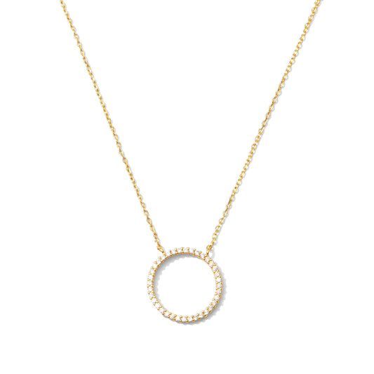 Gold Open Pave Circle Pendant