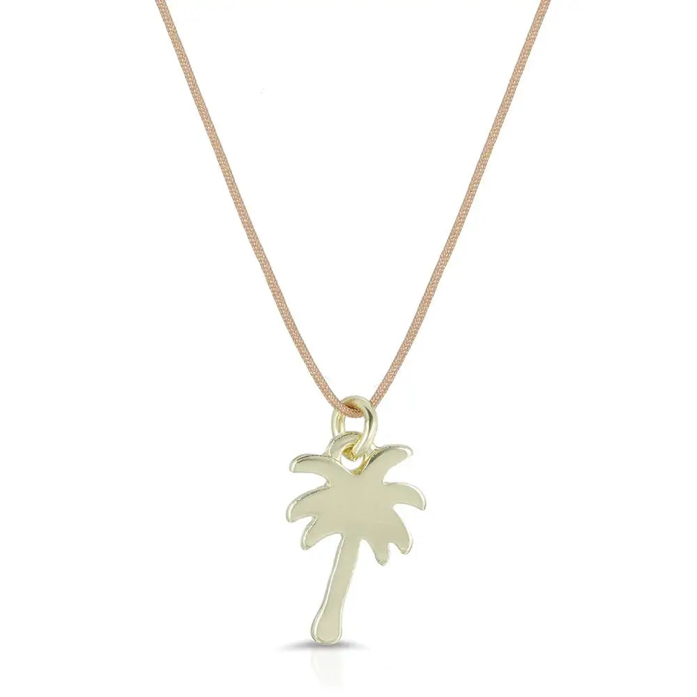 Gold Palm Tree Corded Necklace