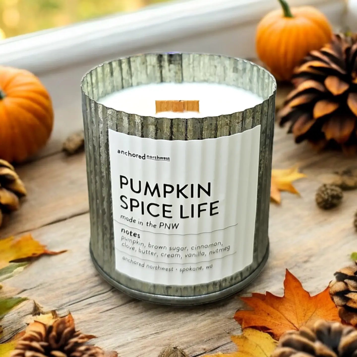 Pumpkin Spice Life Vintage Farmhouse Wood Wick Candle