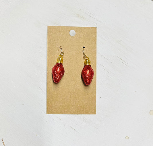 Red Christmas Bulb Earrings