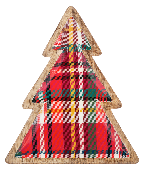 Red Plaid Enameled Tree Tray