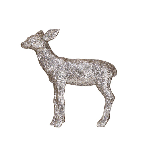 Silver Resin Deer With Glitter