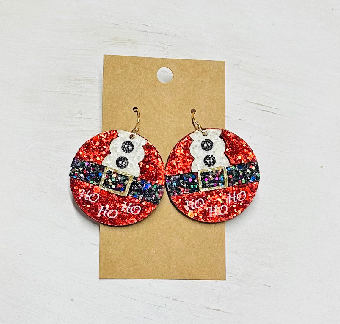 Round Santa Suit Earrings